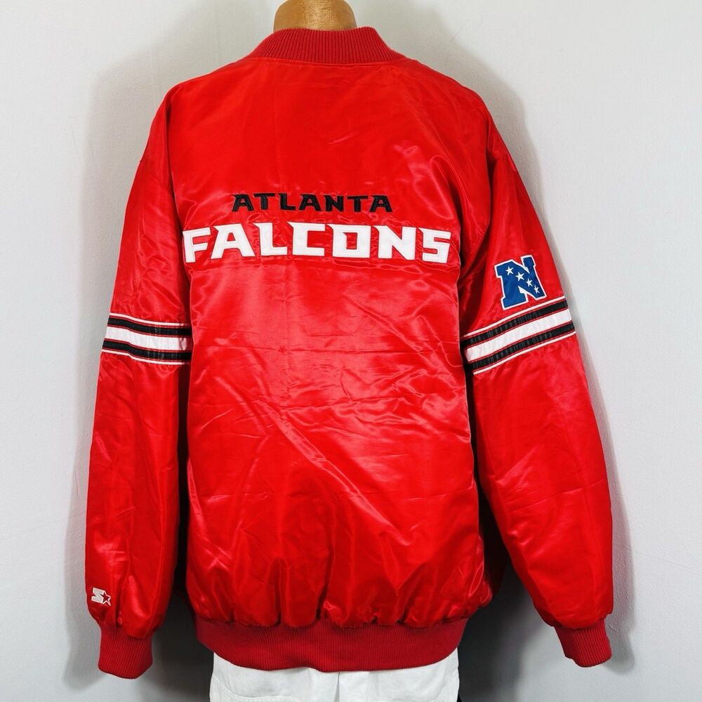 Vintage 3XL Atlanta Falcons Starter NFL Satin Stitched Bomber Snap Front Jacket